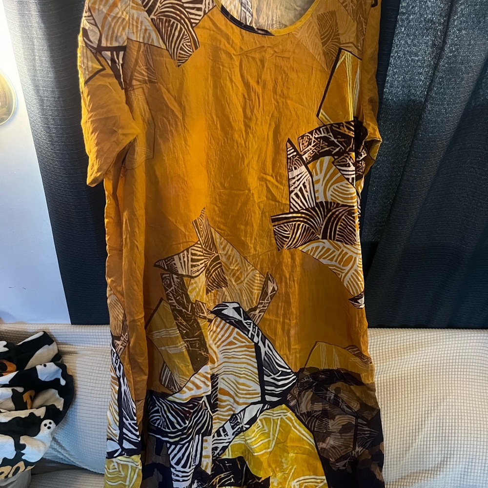 Abstract Yellow and Brown Dress